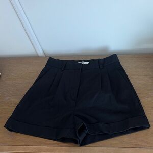 Babaton Black High-Waist Tailored Cuffed Shorts